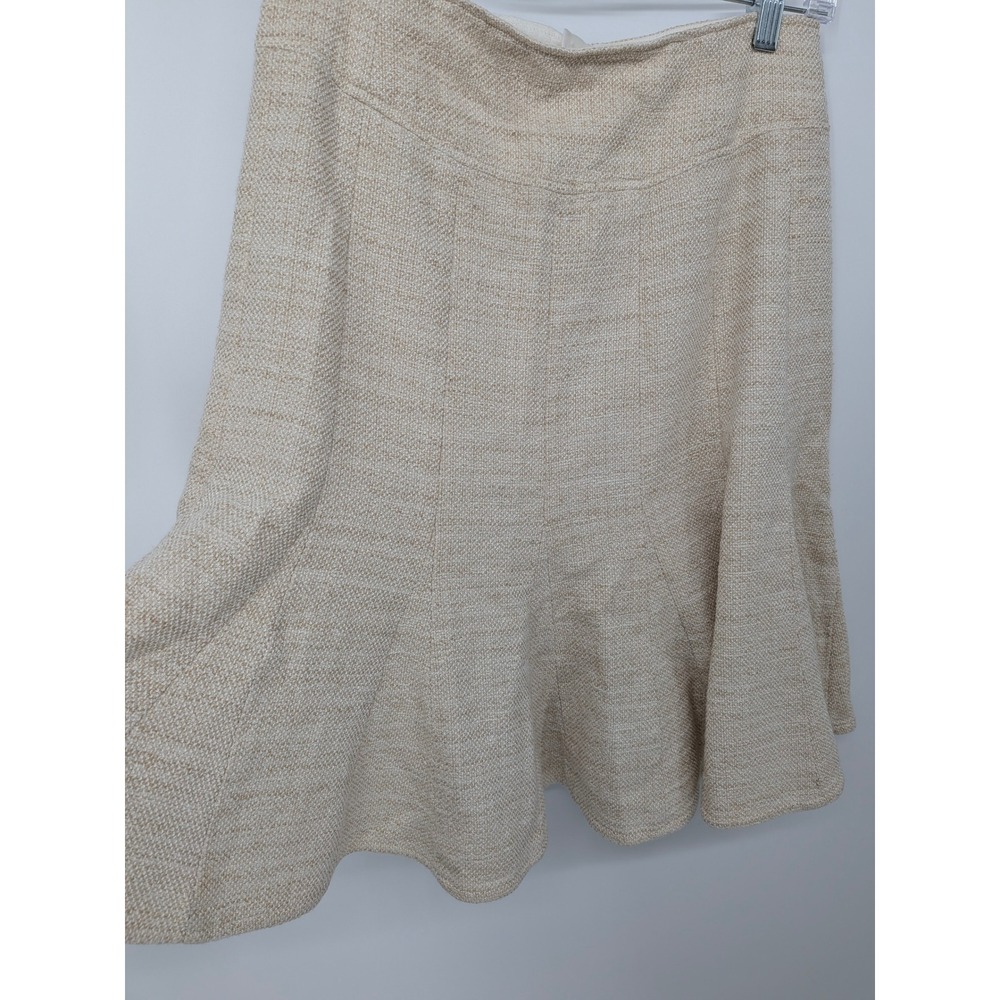 Armani Collezioni Tweed Skirt Women 6 Cream Flared Tulip Italy Office Neutral - Picture 2 of 5